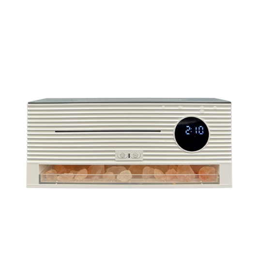 Amber Glow flame-effect aroma diffuser with digital clock, ultrasonic mist, and remote control – cozy relaxation by Illumaluxe